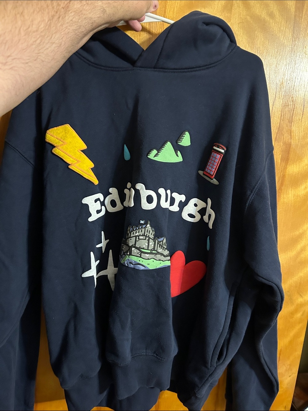 Edinburgh Graphic Hoodie - Navy Pullover with Colorful Icons